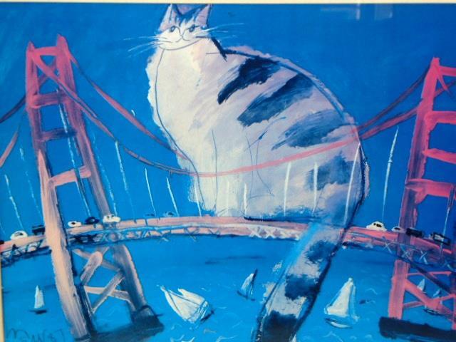 マイケルルー　猫　画題Fuzzy on GG Bridge 1987 MICHAEL LEU 