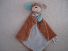 N185 Infant Baby Nursery Security Blanket Black  Blue Puppy Dog