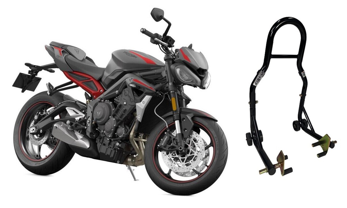 Cavalletto Laterale Con Piastra Di Estensione Per Triumph Street Triple 765 RS/R/S – Alluminio CNC – Protezione Moto – Nero