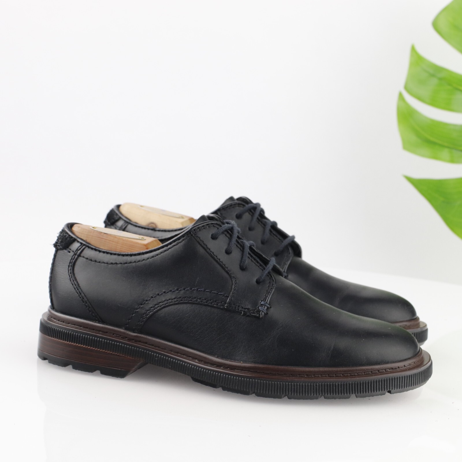 SAOLA Scarpa elegante Clarks uomo Burchill Oxford taglia 7 M pelle nera punta liscia comoda