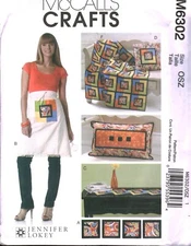 6302 McCalls Pattern Kitchen Accessories Coaster Aprons Runner Pillows Lap Quilt