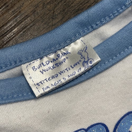 Build A Bear White Blue Sparkly Paw Dance Quote Graphic Tee Clothes Shirt Top - Picture 3 of 4