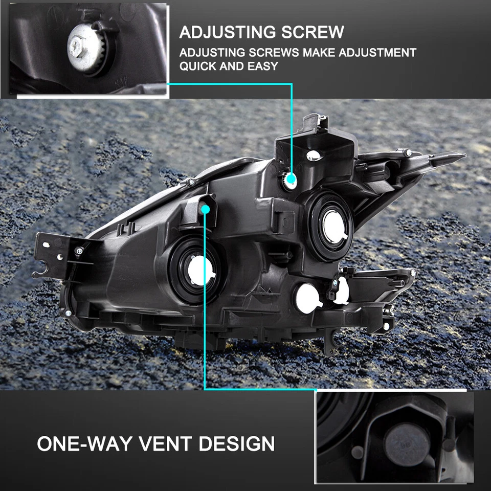 For 2009-2014 Nissan Maxima Black Halogen Headlights Amber Corner Headlamps L+R - Image 3 of 4