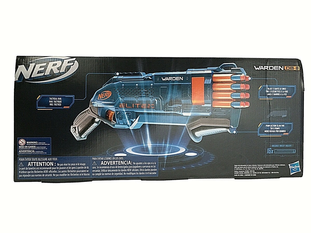 Nerf Elite 2.0 Warden DB-8 Blaster 16 Nerf Darts, Rapid Fire Soft
