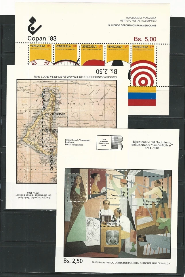 Venezuela: Lote de 15 hojas de recuerdos diferentes, como nuevas NH, diff. temática VZ0199 Foto 2 de 4