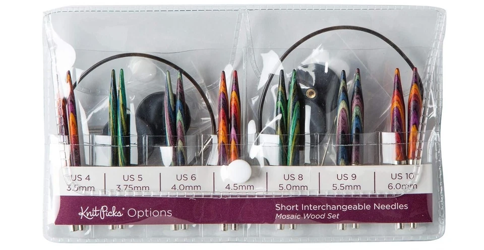 Juego de agujas de tejer de madera intercambiables de mosaico de punta corta de 2-3/4" Knit Picks Foto 2 de 4