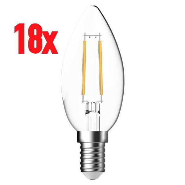 18 X Led Filament Leuchtmittel Kerzen 4W = 40W E14 Klar 500 Lm Neutralweiß 4000K-image