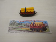 Tren de carga Kinder 1998 vintage construible - vagón plano con tubos + BPZ