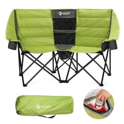Padded Folding Camping Chair Bag Extra Wide Heavy Duty Camping Couch with/Cooler