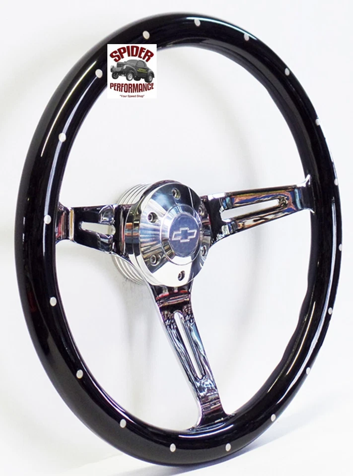 1948-1959 Chevrolet pickup wood steering wheel BOWTIE 15" BLACK WIDOW — 第 2/4 张图片