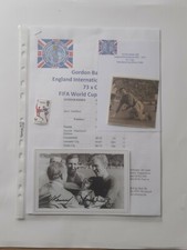GORDON BANKS SIGNED PHOTO/BIO + ENGLAND '66 Postcard + World Cup '66 STAMP