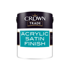 Crown Trade Acrylic Satin Paint, White 1 Litre, Interior-Exterior
