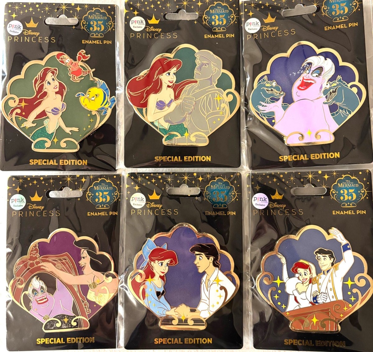 ディズニー　アリエル　ピンバッジ　wdi ディズニー リトルマーメイド 2点 セット ピンバッジ アリエル
