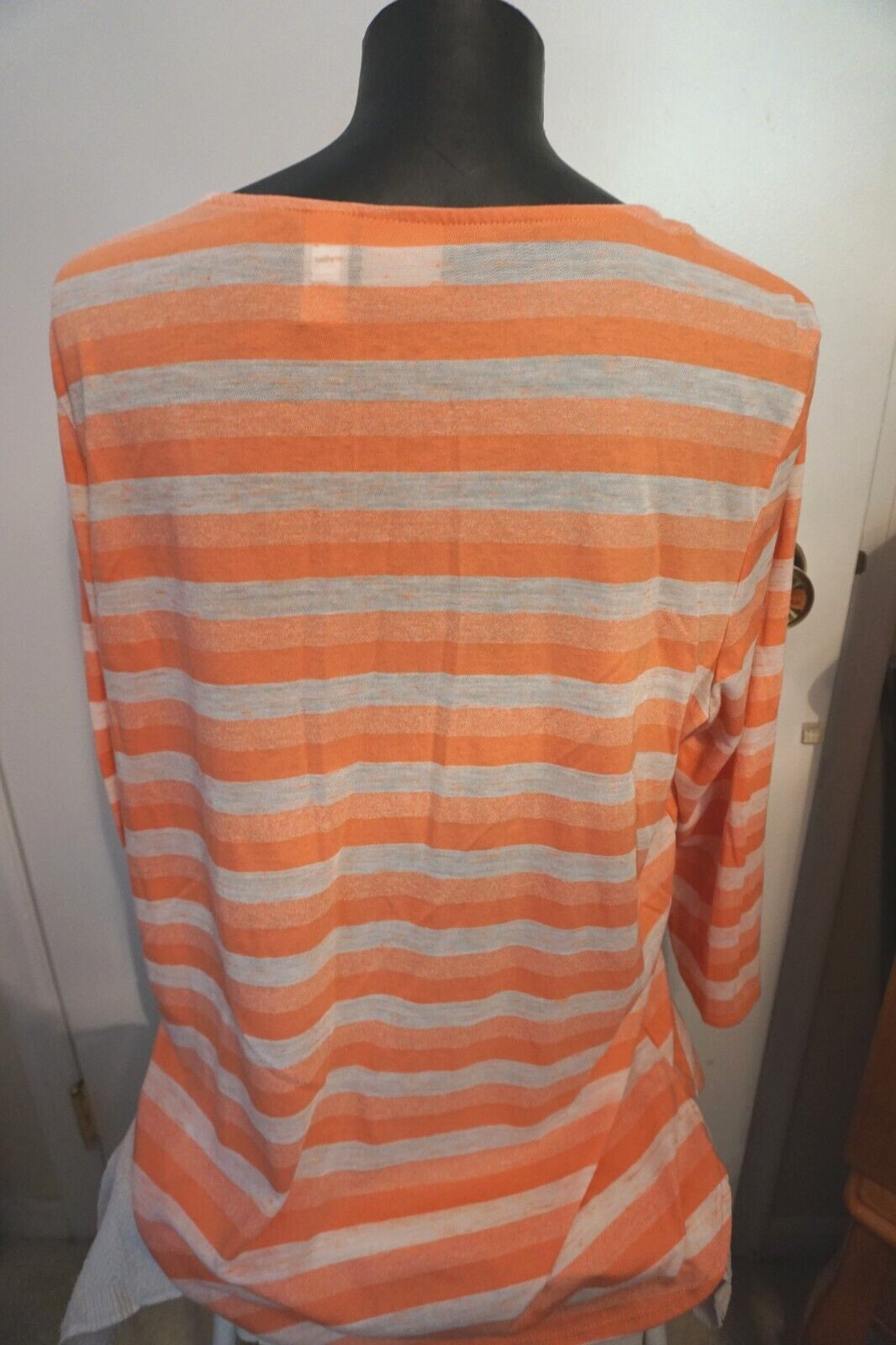 Chicos Oranges Striped Pattern Gold Metallic Deta… - image 4