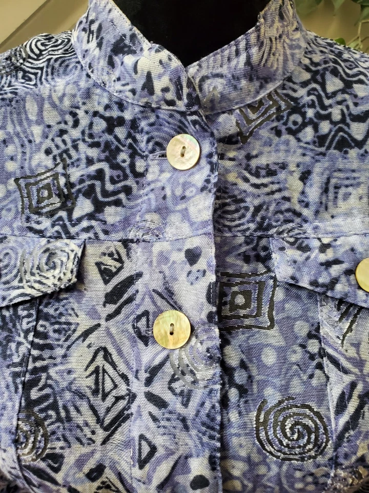 Ruby Rd. Chaqueta informal para mujer azul rayón manga larga botones frentes talla 14P Foto 3 de 4