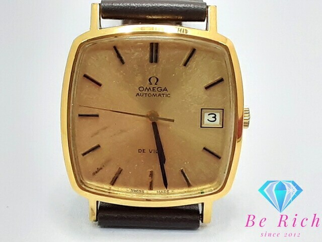 Omega Deville Men's Automatic Gold Square Watch 32mm Date Swiss Made Japan Movement
