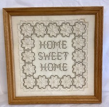 Completed Creative Moments Candlewick Fra SWEET HOME 13" Square Vtg