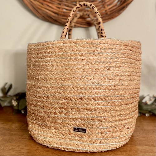 Sam Edelman Gloria Printed Calf Hair Double Handle Braided Straw Jute Bag Tote - Picture 2 of 13