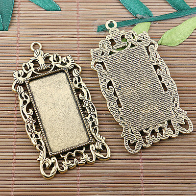 1pcs dark gold color floral rim rectangle cabochon settings EF2507