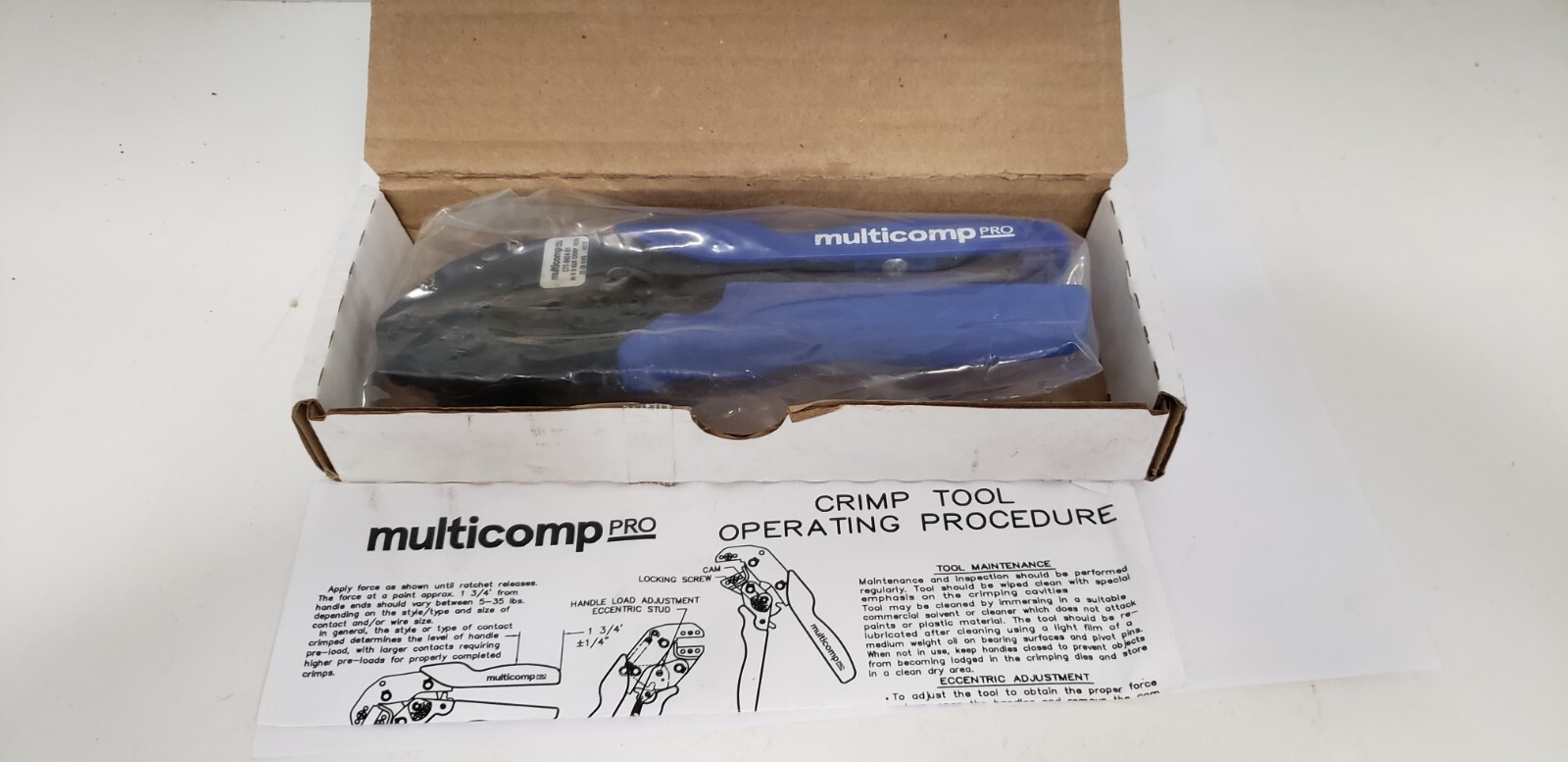 MULTICOMP CTT-8424-01 HAND CRIMP TOOL, BLUE MOULDED TEXTURED PLASTIC GRIPS, NIB