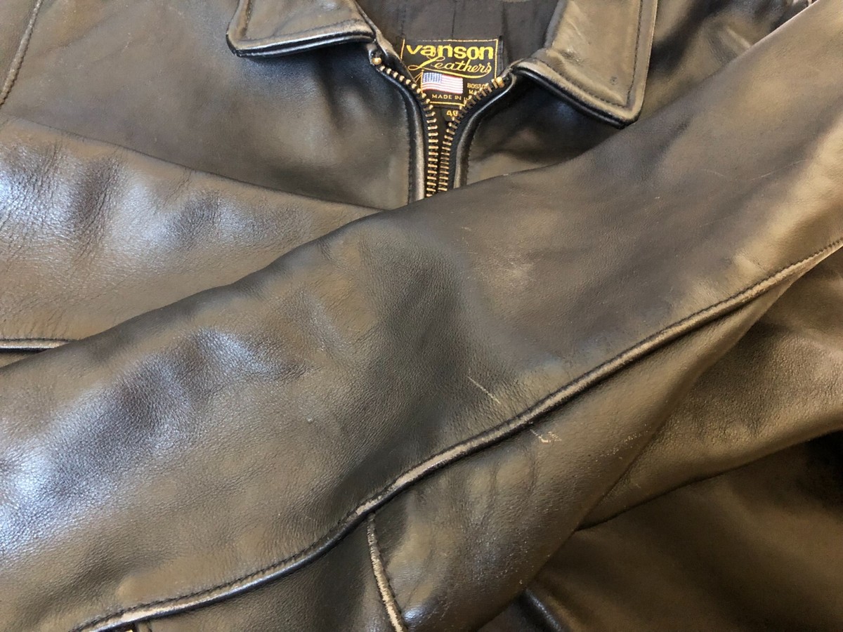 VANSON Single Leather Jacket 40 Enfield Black Missing Zipper VANSON Single Leather Jacket 40 Enfield Black Missing Zipper