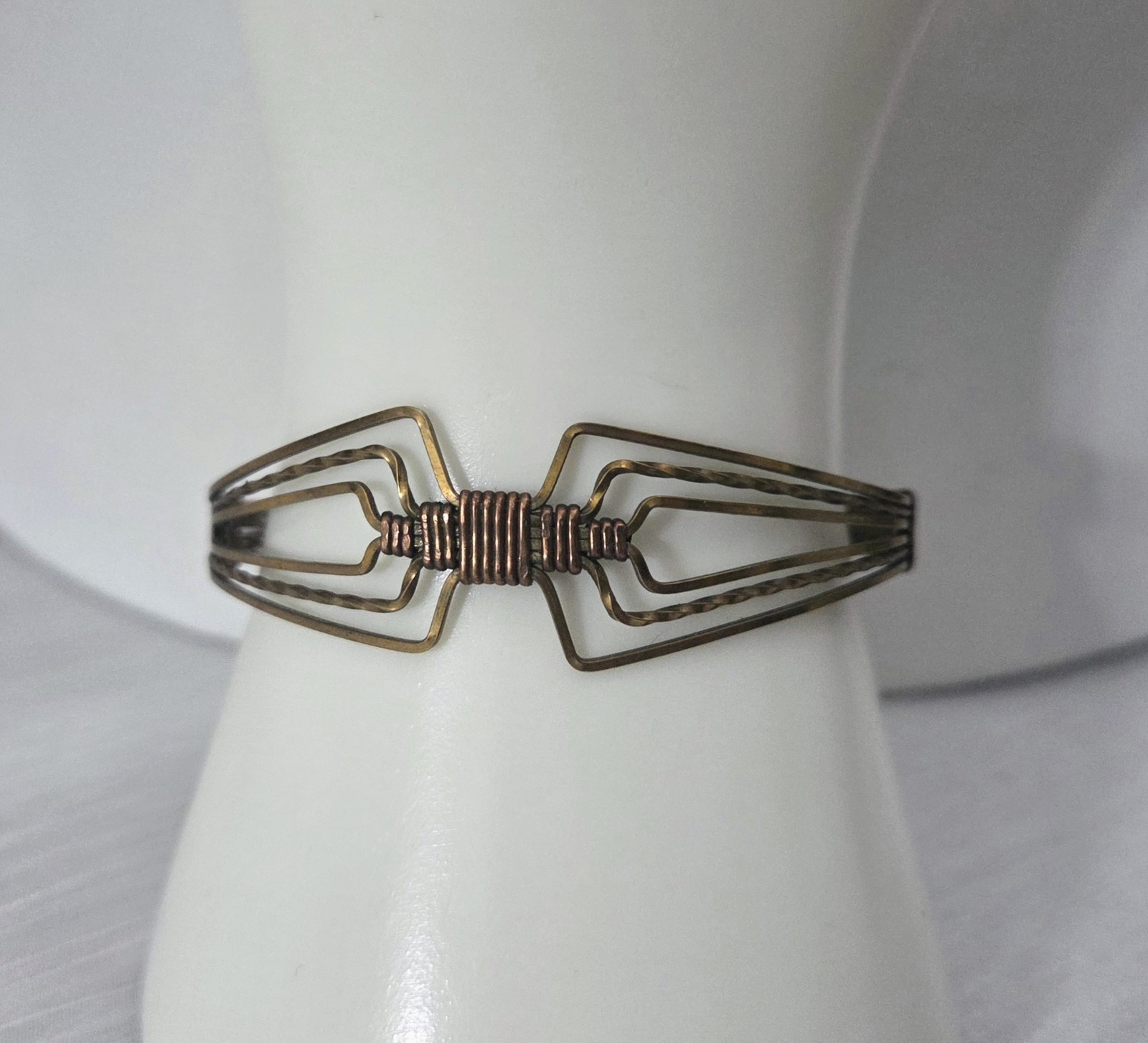 Copper Wire Wrapped Cuff Adjustable Handmade Arti… - image 1