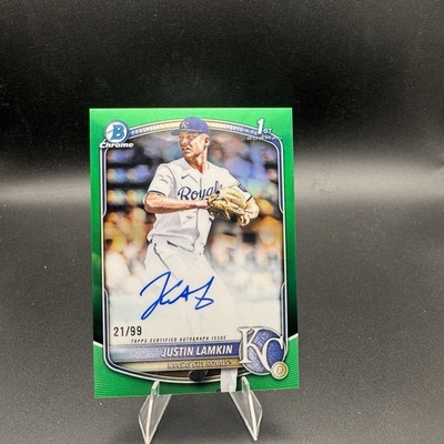 2025 Bowman Draft 1st Chrome Green Refractor Justin Lamkin Auto /99 Kansas City