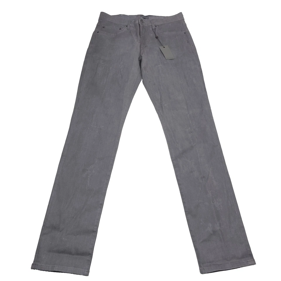 Pantalones de mezclilla recubiertos encerados grises calce ajustado John Varvatos JV702 $248 para hombre talla 36 Foto 4 de 4