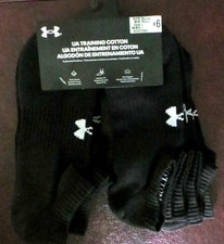 Under Armour UA Training Cotton No Show Socks Black 6 Pack Mens 8.5-13 Cushioned