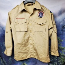 Boy Scouts Youth Boys Size Large Long Sleeve Uniform Shirt Brown