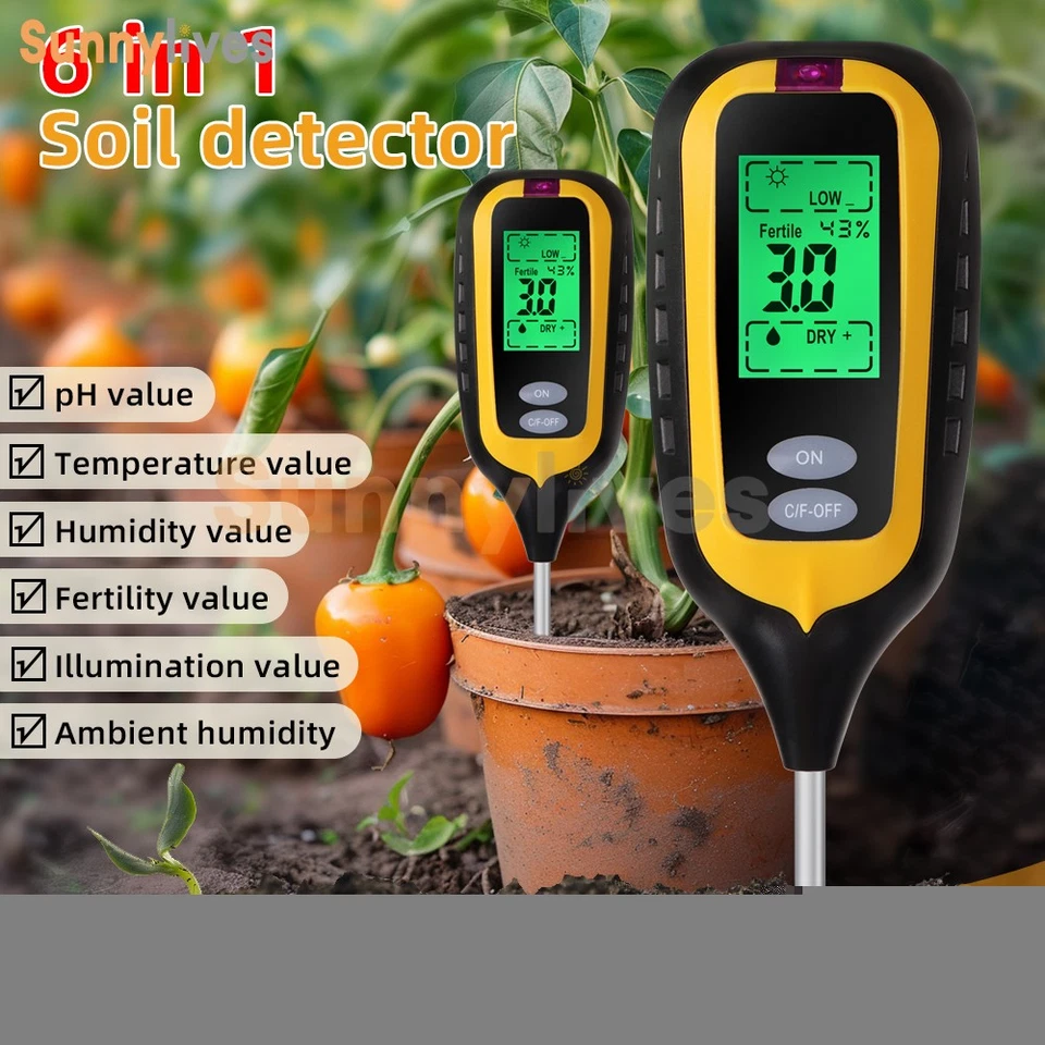 6in1 Soil PH Tester Digital Moisture Light Fertility Temperature Humidity Tester - Image 2 of 4