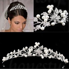 Princess Hair Band Flower Headband Prom Bridal Wedding Tiara Rhinestone Crystal
