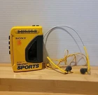 SONY Walkman Sports Audio Cassette AM/FM Radio WM-AF54 Yellow Fully - Vintage