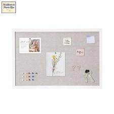 30"x20" Linen-Covered White Cork Bulletin Board Wall Decor for Home