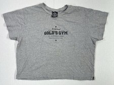 Vintage 90s Gold  s Gym Gray Cropped T-Shirt All-American Classic Fitness Tee