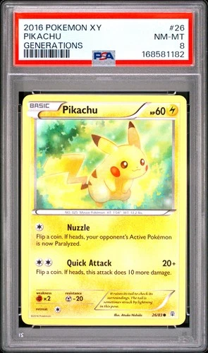 2016 POKEMON XY GENERATIONS #26 PIKACHU PSA 8