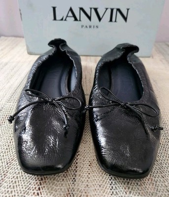 Lanvin Women's Bumper Ballerina Flats Black Leather Slip-On Shoes