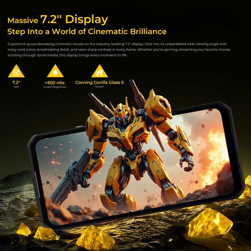 7.2 inch 5G OUKITEL WP60 Rugged Mobile Android 15 NFC Phone