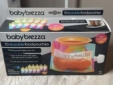 Baby Brezza Pk of 10 Reusable Food Pouches 7oz Each with Funnel NEW Free Ship