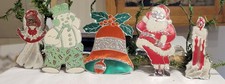 Five Foil Orns. Angel, Snowman, Santa, Bell, etc. National Tinsel Co. USA, 1950s
