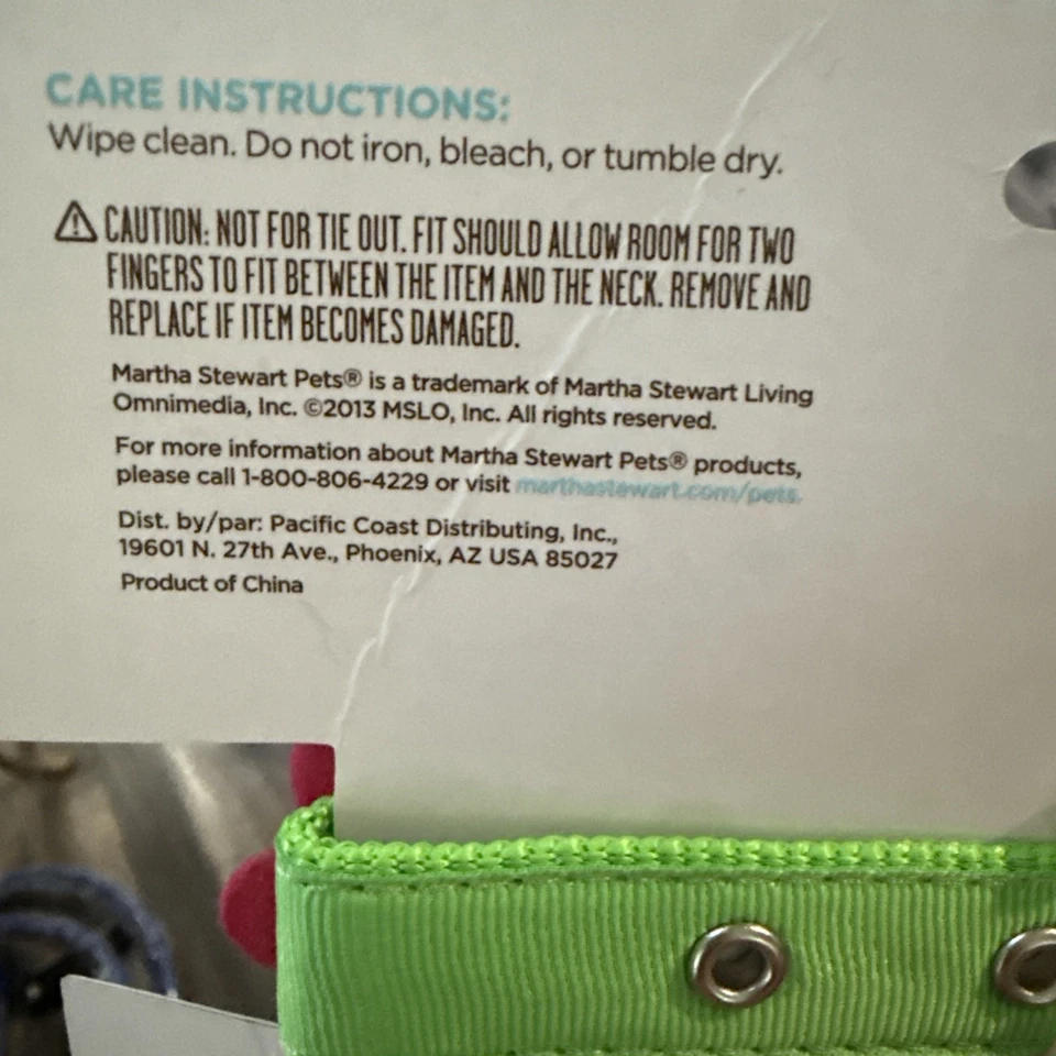 Martha Stewart моды давайте 2013 зеленый собаки воротник с розовыми цветами. Размер M 17 дюймов - Изображение 3 из 4
