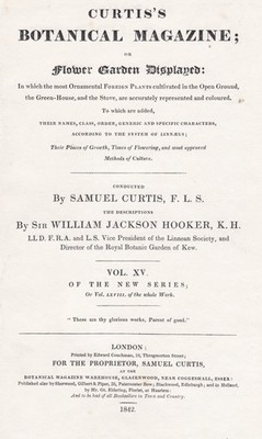 Titelblatt Titel title page Botanical Magazine botany Vol. XV Curtis 1842