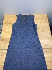 Vintage Gap Linen Maxi Sun Dress Women 4 Blue Casual V Neck 13638