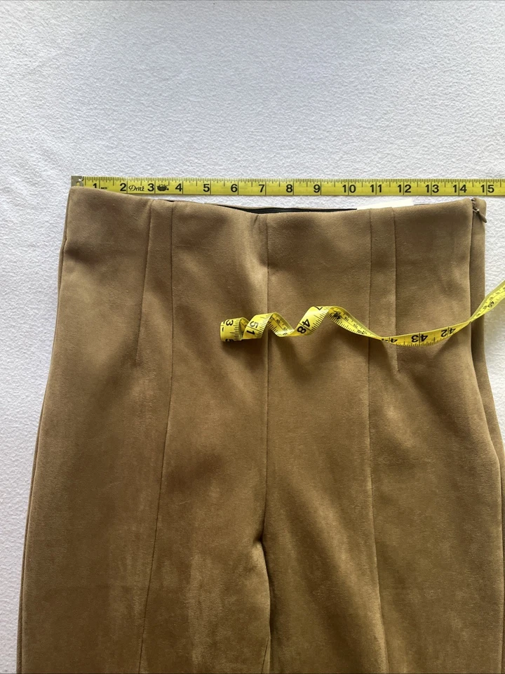 Nuevo con etiqueta Legging grande para mujer Zara tiro alto en gamuza sintética tostada Foto 4 de 4