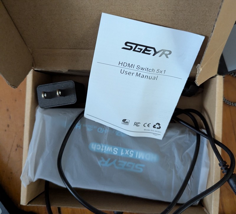 SGEYR 5x1 HDMI Switcher 4K@60Hz with Power Adapter (New in Box)