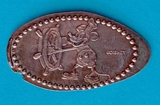 STEAMBOAT WILLE MICKEY at SHIP'S WHEEL ELONGATED PRESSED PENNY DISNEY RETIRED