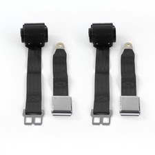 Camaro 1967 - 1969 Airplane 2pt Black Retractable Bucket Seat Belt Kit - 2 Belts