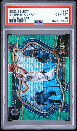 2022 PANINI SELECT GREEN WAVE #227 STEPHEN CURRY 43/50 PSA 10