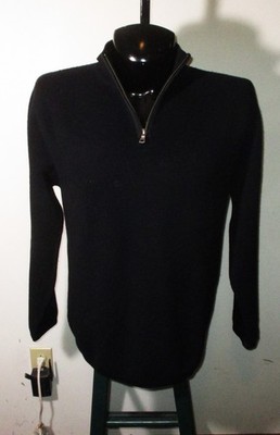 DAVIS & SQUIRE Black 100% Merino Wool 1/2 Zip Sweater Men's Size L