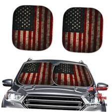 Retro American Flag Print Windshield Sun Shade,Keeps Interior Retro US Flag